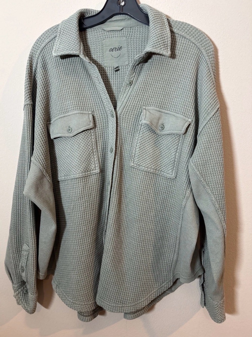Aerie Lumber Jane Waffle Shirt Button Down Long Sleeve Women’s Sz XS